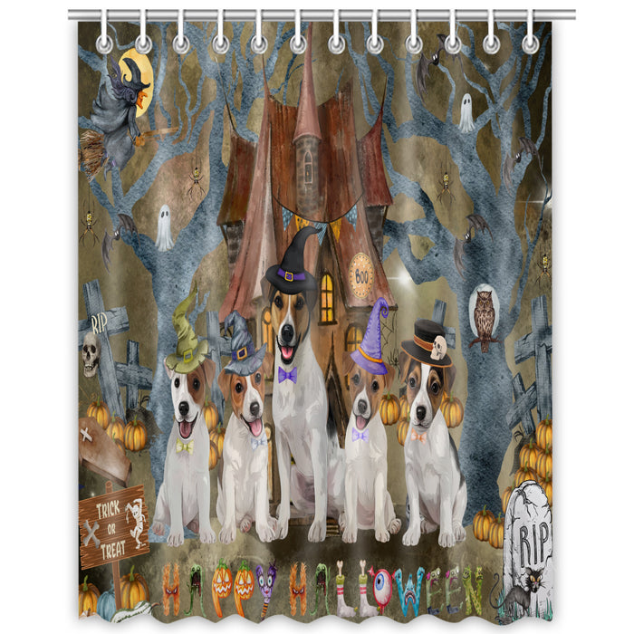 Jack Russell Shower Curtain: Explore a Variety of Designs, Halloween Bathtub Curtains for Bathroom with Hooks, Personalized, Custom, Gift for Pet and Dog Lovers