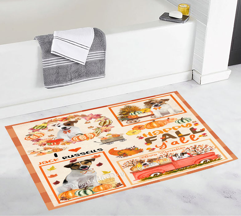 Happy Fall Y'all Pumpkin Jack Russell Dogs Bathroom Rugs with Non Slip Soft Bath Mat for Tub BRUG55222