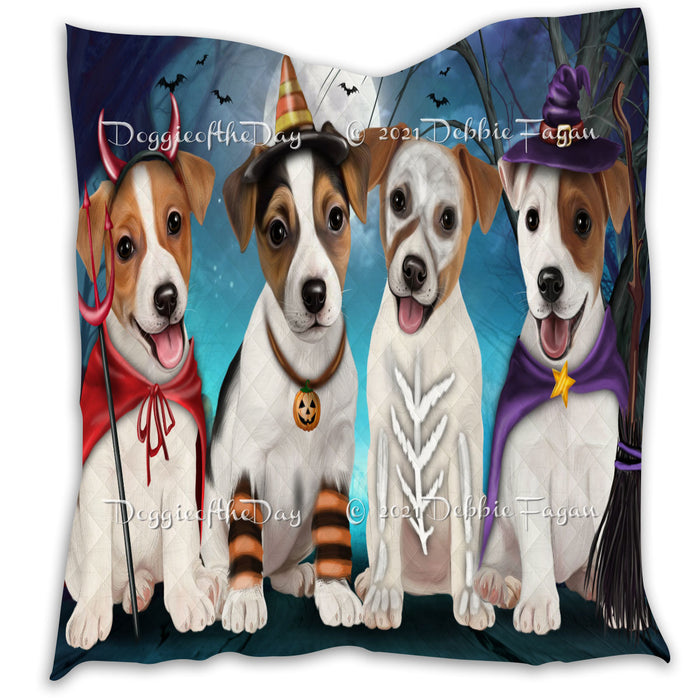Happy Halloween Trick or Treat Jack Russell Dogs Lightweight Soft Bedspread Coverlet Bedding Quilt QUILT60406