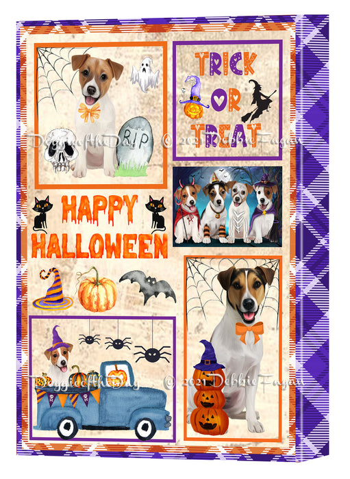 Happy Halloween Trick or Treat Jack Russell Dogs Canvas Wall Art Decor - Premium Quality Canvas Wall Art for Living Room Bedroom Home Office Decor Ready to Hang CVS150596