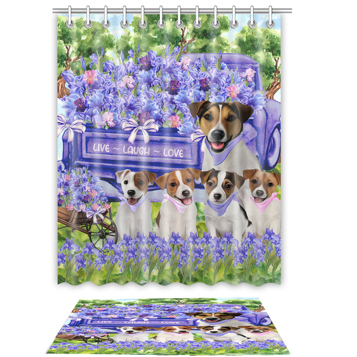 Jack Russell Shower Curtain with Bath Mat Combo: Curtains with hooks and Rug Set Bathroom Decor, Custom, Explore a Variety of Designs, Personalized, Pet Gift for Dog Lovers