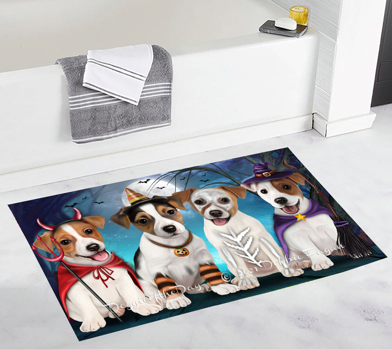 Happy Halloween Trick or Treat Jack Russell Dogs Bathroom Rugs with Non Slip Soft Bath Mat for Tub BRUG54952