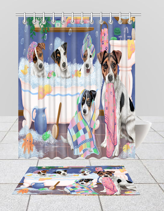 Rub A Dub Dogs In A Tub Jack Russell Dogs Bath Mat and Shower Curtain Combo