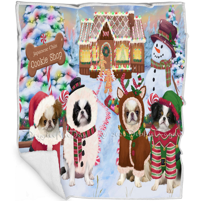 Holiday Gingerbread Cookie Shop Japanese Chin Dogs Blanket BLNKT143407