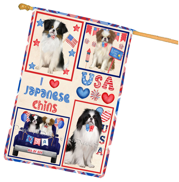 4th of July Independence Day I Love USA Japanese Chin Dogs House flag FLG66967