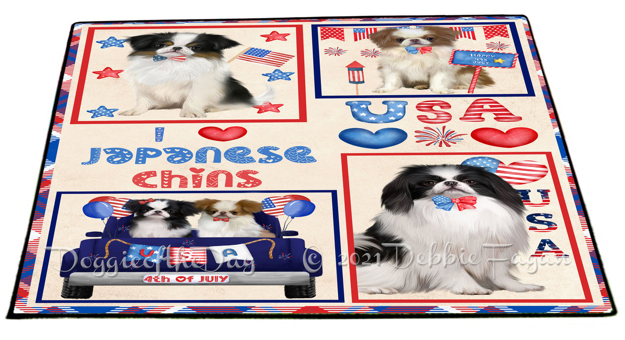 4th of July Independence Day I Love USA Japanese Chin Dogs Floormat FLMS56239 Floormat FLMS56239