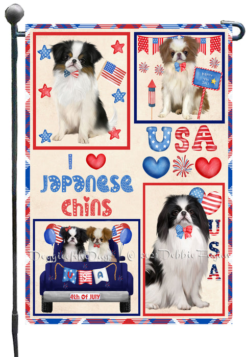 4th of July Independence Day I Love USA Japanese Chin Dogs Garden Flag GFLG66911