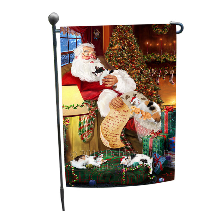 Santa Sleeping with Japanese Bobtail Cats Christmas Garden Flag GFLG52878