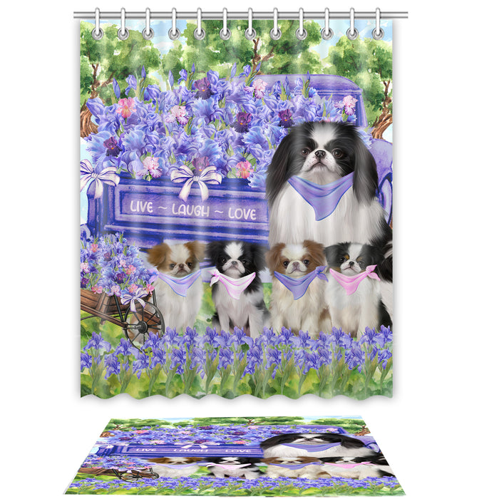 Japanese Chin Shower Curtain with Bath Mat Combo: Curtains with hooks and Rug Set Bathroom Decor, Custom, Explore a Variety of Designs, Personalized, Pet Gift for Dog Lovers