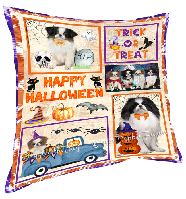 Happy Halloween Trick or Treat Japanese Chin Dogs Pillow with Top Quality High-Resolution Images - Ultra Soft Pet Pillows for Sleeping - Reversible & Comfort - Ideal Gift for Dog Lover - Cushion for Sofa Couch Bed - 100% Polyester, PILA88285