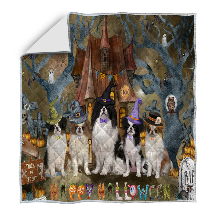 Japanese Chin Bed Quilt, Explore a Variety of Designs, Personalized, Custom, Bedding Coverlet Quilted, Pet and Dog Lovers Gift