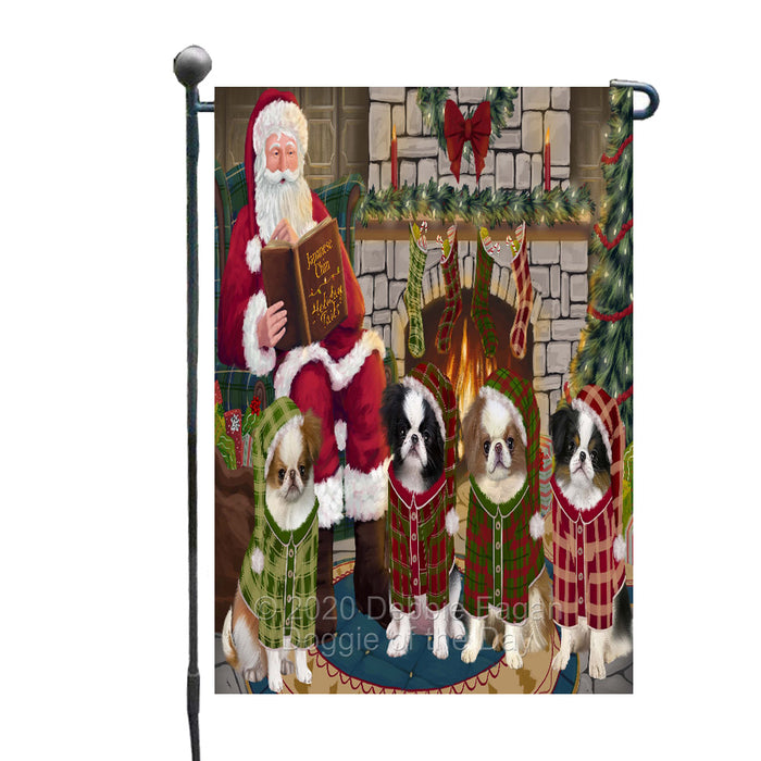 Christmas Cozy Fire Holiday Tails Japanese Chin Dogs Garden Flags Outdoor Decor for Homes and Gardens Double Sided Garden Yard Spring Decorative Vertical Home Flags Garden Porch Lawn Flag for Decorations