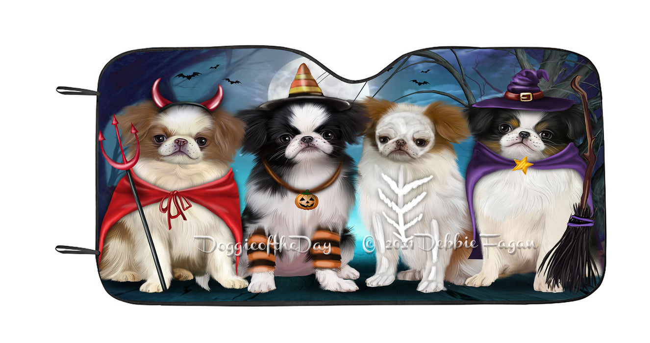 Happy Halloween Trick or Treat Japanese Chin Dogs Car Sun Shade Cover Curtain