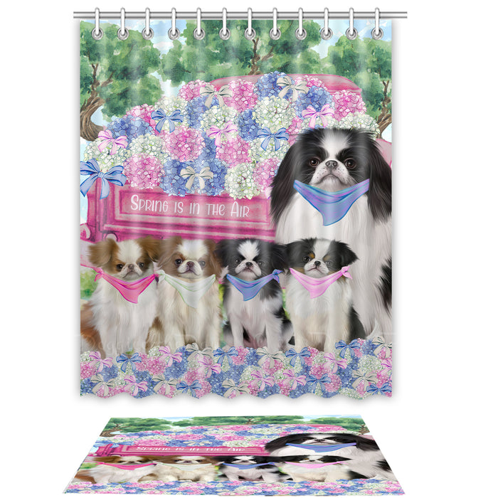 Japanese Chin Shower Curtain with Bath Mat Combo: Curtains with hooks and Rug Set Bathroom Decor, Custom, Explore a Variety of Designs, Personalized, Pet Gift for Dog Lovers