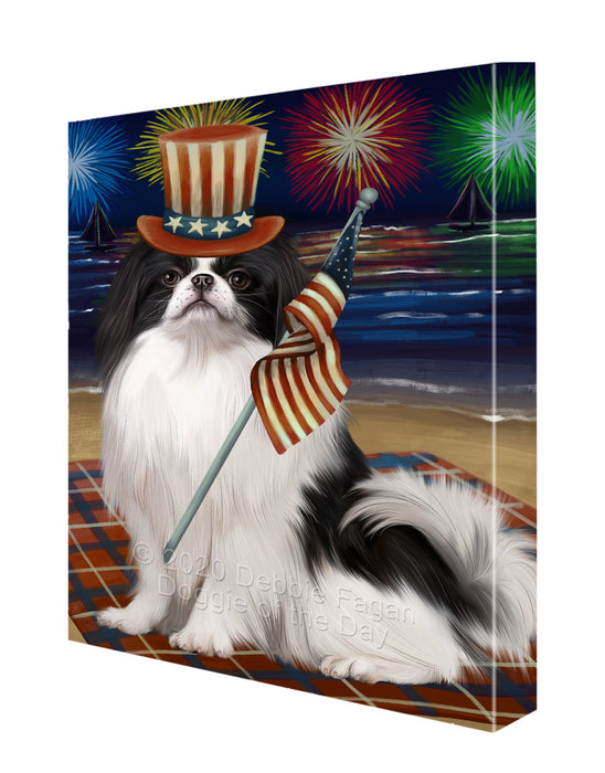 4th of July Independence Day Firework Japanese Chin Dog Canvas Wall Art - Premium Quality Ready to Hang Room Decor Wall Art Canvas - Unique Animal Printed Digital Painting for Decoration CVS114