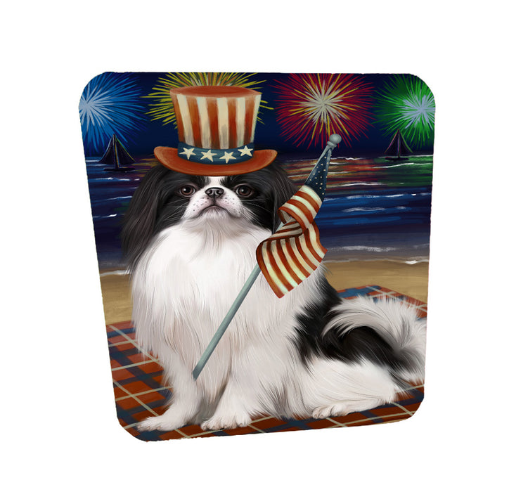4th of July Independence Day Firework Japanese Chin Dog Coasters Set of 4 CSTA58068