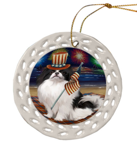 4th of July Independence Day Firework Japanese Chin Dog Doily Ornament DPOR58480