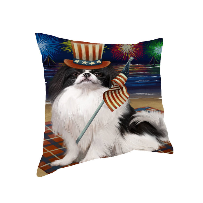 4th of July Independence Day Firework Japanese Chin Dog Pillow with Top Quality High-Resolution Images - Ultra Soft Pet Pillows for Sleeping - Reversible & Comfort - Ideal Gift for Dog Lover - Cushion for Sofa Couch Bed - 100% Polyester, PILA91474