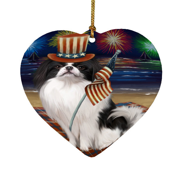 4th of July Independence Day Firework Japanese Chin Dog Heart Christmas Ornament HPORA58829