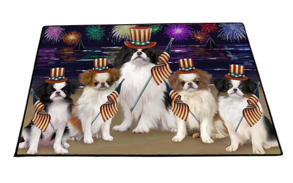 4th of July Independence Day Firework Japanese Chin Dogs Floormat FLMS55441