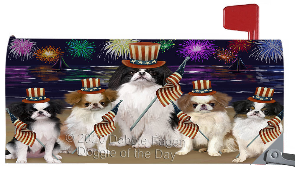 4th of July Independence Day Japanese Chin Dogs Magnetic Mailbox Cover Both Sides Pet Theme Printed Decorative Letter Box Wrap Case Postbox Thick Magnetic Vinyl Material