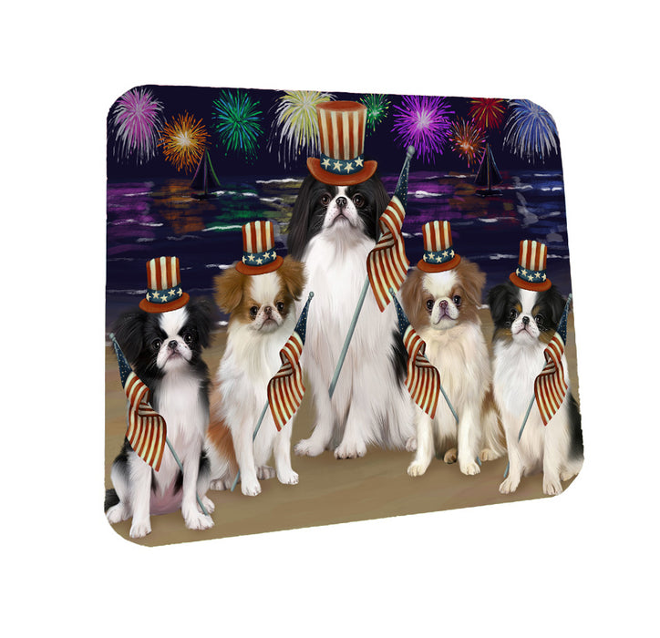 4th of July Independence Day Firework Japanese Chin Dogs Coasters Set of 4 CSTA58051