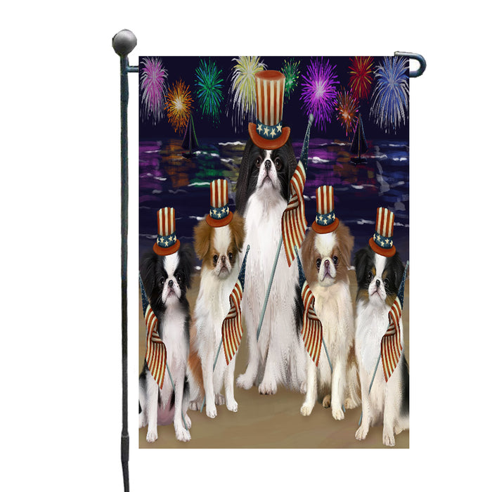 4th of July Independence Day Firework Japanese Chin Dogs Garden Flags Outdoor Decor for Homes and Gardens Double Sided Garden Yard Spring Decorative Vertical Home Flags Garden Porch Lawn Flag for Decorations
