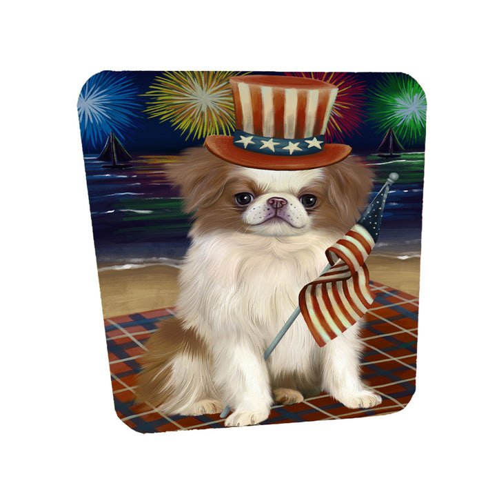 4th of July Independence Day Firework Japanese Chin Dog Coasters Set of 4 CSTA58069
