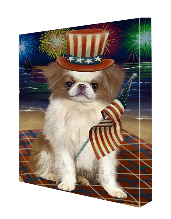 4th of July Independence Day Firework Japanese Chin Dog Canvas Wall Art - Premium Quality Ready to Hang Room Decor Wall Art Canvas - Unique Animal Printed Digital Painting for Decoration CVS115