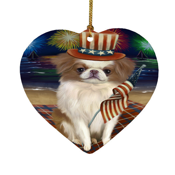 4th of July Independence Day Firework Japanese Chin Dog Heart Christmas Ornament HPORA58830