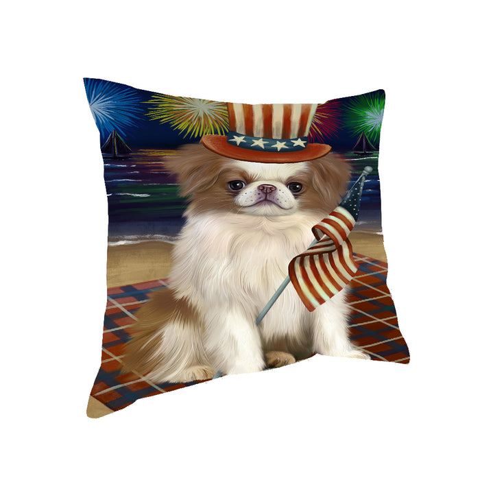 4th of July Independence Day Firework Japanese Chin Dog Pillow with Top Quality High-Resolution Images - Ultra Soft Pet Pillows for Sleeping - Reversible & Comfort - Ideal Gift for Dog Lover - Cushion for Sofa Couch Bed - 100% Polyester, PILA91477