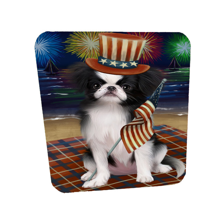 4th of July Independence Day Firework Japanese Chin Dog Coasters Set of 4 CSTA58070