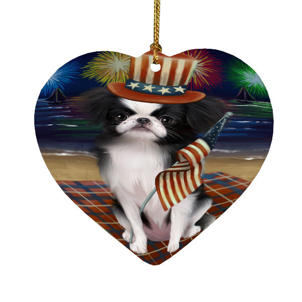 4th of July Independence Day Firework Japanese Chin Dog Heart Christmas Ornament HPORA58831