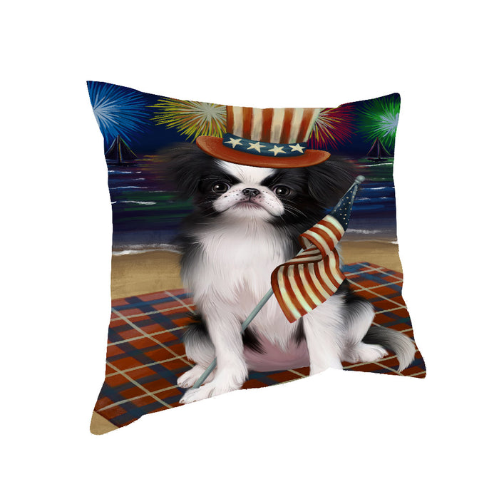 4th of July Independence Day Firework Japanese Chin Dog Pillow with Top Quality High-Resolution Images - Ultra Soft Pet Pillows for Sleeping - Reversible & Comfort - Ideal Gift for Dog Lover - Cushion for Sofa Couch Bed - 100% Polyester, PILA91480