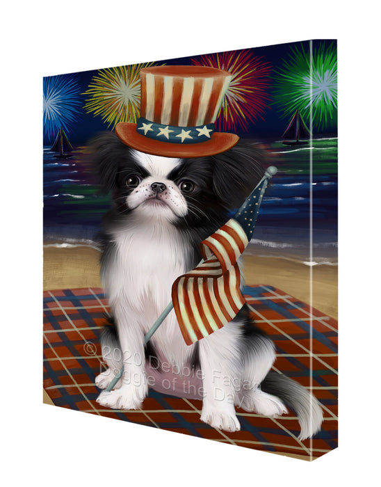 4th of July Independence Day Firework Japanese Chin Dog Canvas Wall Art - Premium Quality Ready to Hang Room Decor Wall Art Canvas - Unique Animal Printed Digital Painting for Decoration CVS116