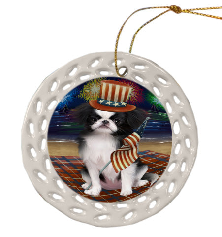 4th of July Independence Day Firework Japanese Chin Dog Doily Ornament DPOR58482