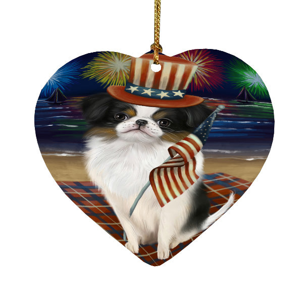 4th of July Independence Day Firework Japanese Chin Dog Heart Christmas Ornament HPORA58832