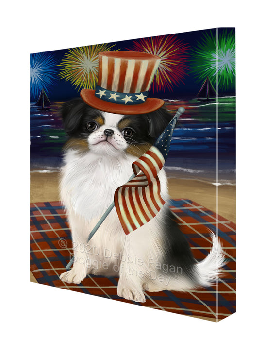 4th of July Independence Day Firework Japanese Chin Dog Canvas Wall Art - Premium Quality Ready to Hang Room Decor Wall Art Canvas - Unique Animal Printed Digital Painting for Decoration CVS117