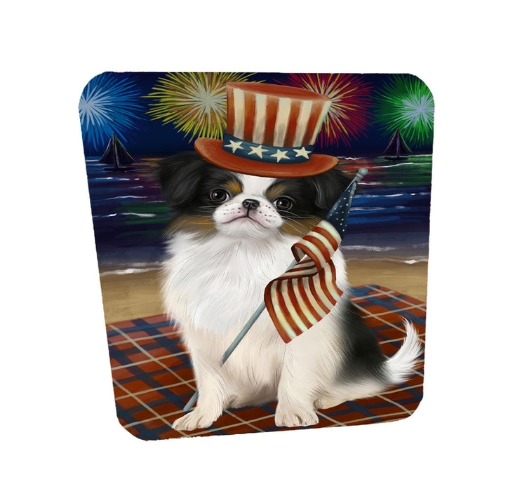 4th of July Independence Day Firework Japanese Chin Dog Coasters Set of 4 CSTA58071