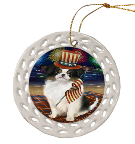 4th of July Independence Day Firework Japanese Chin Dog Doily Ornament DPOR58483