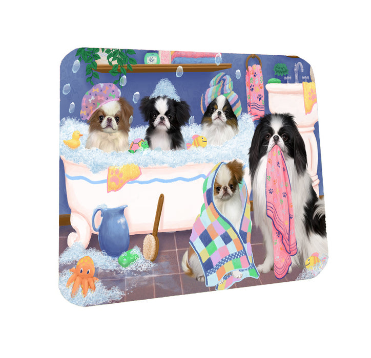 Rub a Dub Dogs in a Tub Japanese Chin Dogs Coasters Set of 4 CSTA58288
