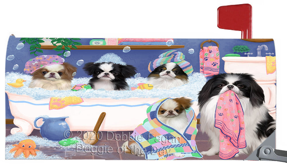 Rub A Dub Dogs In A Tub Japanese Chin Dog Magnetic Mailbox Cover Both Sides Pet Theme Printed Decorative Letter Box Wrap Case Postbox Thick Magnetic Vinyl Material