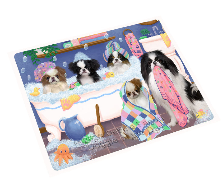 Rub a Dub Dogs in a Tub Japanese Chin Dogs Cutting Board - For Kitchen - Scratch & Stain Resistant - Designed To Stay In Place - Easy To Clean By Hand - Perfect for Chopping Meats, Vegetables