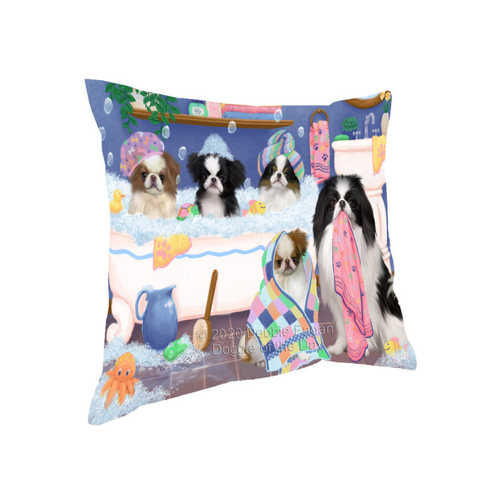 Rub a Dub Dogs in a Tub Japanese Chin Dogs Pillow with Top Quality High-Resolution Images - Ultra Soft Pet Pillows for Sleeping - Reversible & Comfort - Ideal Gift for Dog Lover - Cushion for Sofa Couch Bed - 100% Polyester