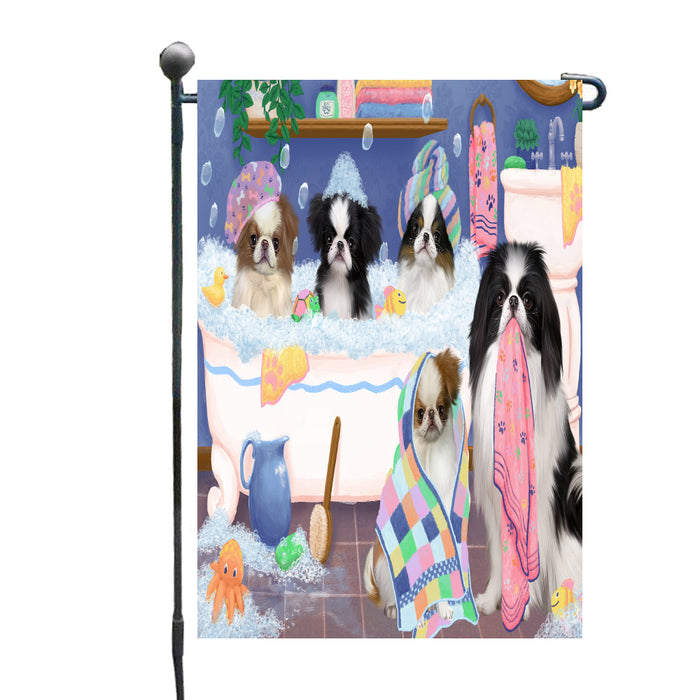 Rub a Dub Dogs in a Tub Japanese Chin Dogs Garden Flags Outdoor Decor for Homes and Gardens Double Sided Garden Yard Spring Decorative Vertical Home Flags Garden Porch Lawn Flag for Decorations