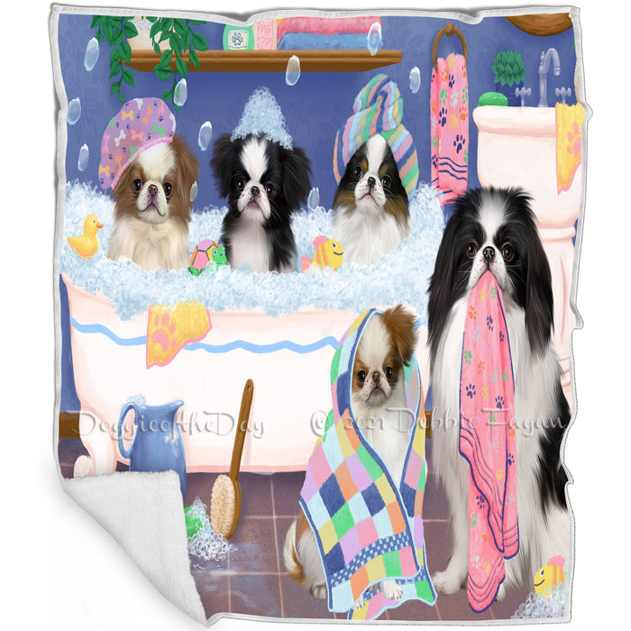 Rub A Dub Dogs In A Tub Japanese Chin Dogs Blanket BLNKT142966