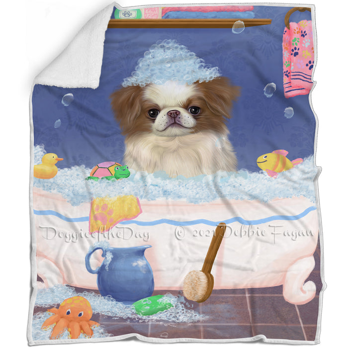 Rub A Dub Dog In A Tub Japanese Chin Dog Blanket BLNKT143095