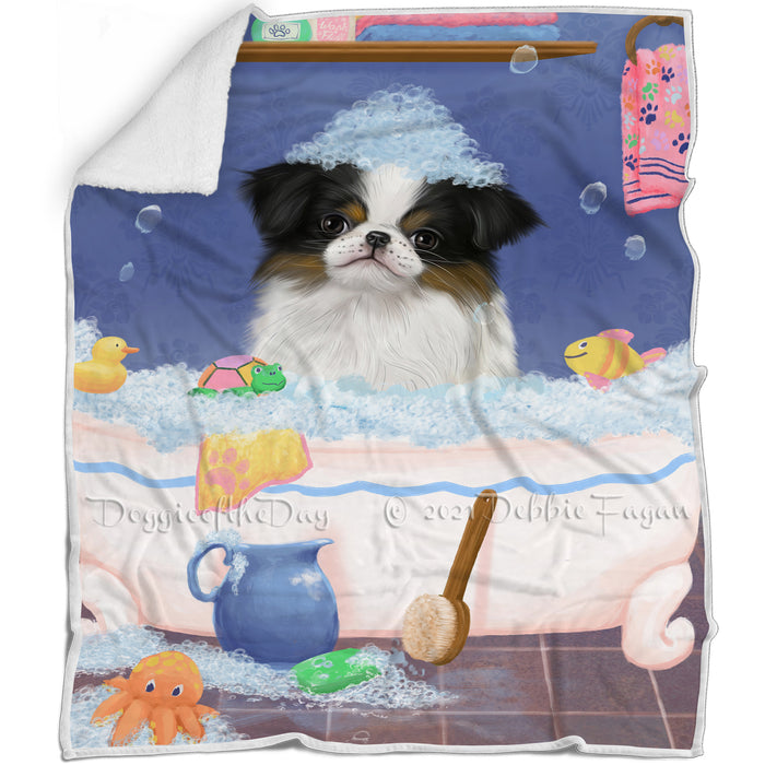 Rub A Dub Dog In A Tub Japanese Chin Dog Blanket BLNKT143093