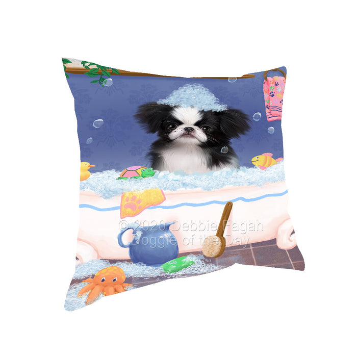 Rub a Dub Dogs in a Tub Japanese Chin Dog Pillow with Top Quality High-Resolution Images - Ultra Soft Pet Pillows for Sleeping - Reversible & Comfort - Ideal Gift for Dog Lover - Cushion for Sofa Couch Bed - 100% Polyester, PILA92341