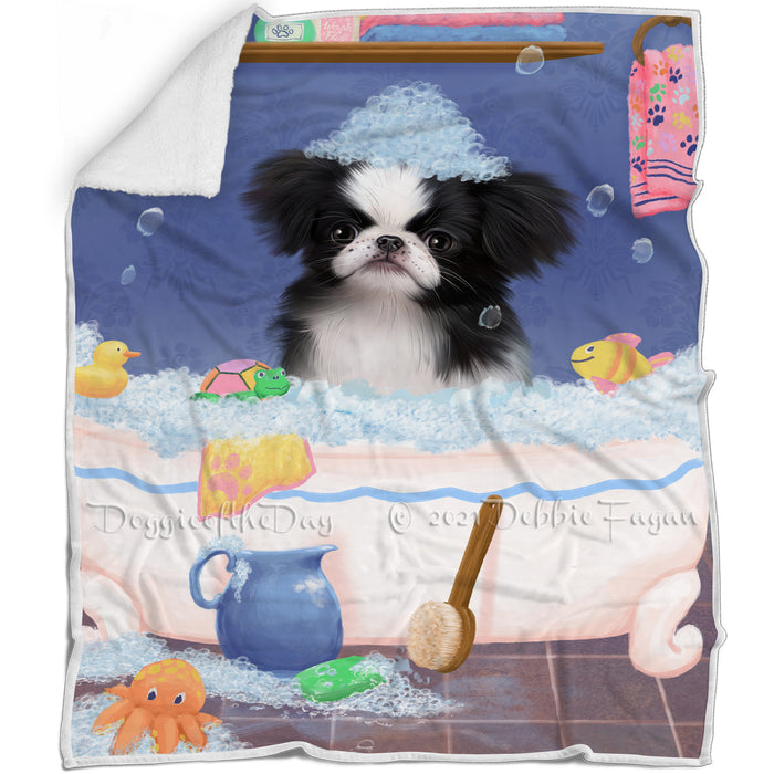 Rub A Dub Dog In A Tub Japanese Chin Dog Blanket BLNKT143094